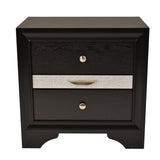 Traditional Style 2 Drawer Nightstand made with Wood in Black Color 808857578259