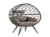 Aeven Light Gray Fabric & Black Wicker Patio Lounge Chair B2726P401989