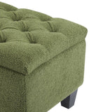 Ottoman Bench with Storage, Green Boucle Surface, Rubber Wood Legs, 300 lbs Capacity N779P294331G