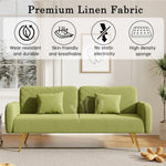 ZUN 70.47" Green Fabric Double Sofa with Split Backrest and Two Throw Pillows,Suitable for living room, W1658120161