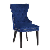 ZUN Erica 2 Piece Wood Legs Dinning Chair Finish with Velvet Fabric in Blue 808857565570