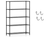 5-Tier Heavy-Duty Metal Wire Shelving, 1250LBS Total Capacity Rack with 250LBS Per Shelf, Black 04462155