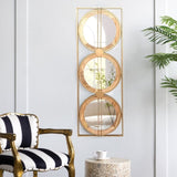 3 Mirror Piece Wall Mirror in Gold Rectangular Frame, Home Wall Decor for Bedroom Living Room, W2078124321