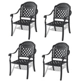 ZUN Cast Aluminum Patio Dining Chair 4PCS With Black Frame and Cushions In Random Colors W1710P166054