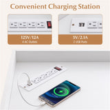 White three-layer corner cabinet with charging station 84153686