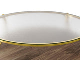 Modern Round Walnut 2-Tiered Coffee Table with Glass Top and Gold Base for Living Room, 29.9" N735P350390D