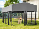 Dog Kennel Outdoor with Roof, 4.23'x7.81'x4.83' Welded Wire Enclosure, Heavy Duty Dog Crate with 76997181