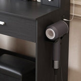 Vanity Table with Mirror & Adjustable LED Lights, Power Outlet, Hairdryer Holder & Stool Compact 54057039