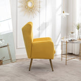 ZUN Sovarol Velvet Button-Tufted Wing Back Accent Chair, Yellow T2574P164253