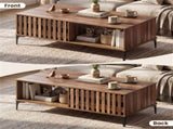 47 Inch Mid-Century Coffee with Storage Cabinets & Open Compartment, Walnut Wooden Look Accent 06885570