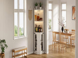 67.3" Corner Bar Cabinet with Power Outlet, Farmhouse Wine Bar Cabinet with Adjustable Shelves for 24661580
