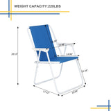 ZUN Oxford Cloth Iron Outdoor Beach Chair Blue 44914156