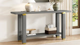 U_Style 62.9" Modern Minimalist Console Table, Solid Wood Entryway Sofa Table with Metal Accents, N711P289140E