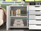5-Drawer Rolling File Cabinet on Wheels, Wood Printer Stand with Storage Drawers for Home Office, 01596415