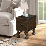 Solid Wood End Table, Rectangle 23.6 inch Narrow Side Table with Drawer, Vintage Bedside Table W1202P176734