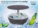 Gray Outdoor Imitation Rattan Ice Cooler Side Table 8Gal 2-Height Adjustable with Drain Plug 49158716