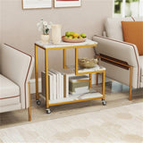 3-layer White edge table with wheels 06370740