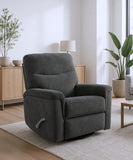 Man Wah Cozy Upholstered Swivel Recliner, Gun Metal B2707P311421