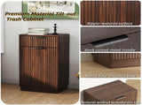 10-Gallon Woodgrain Tilt-Out Trash Can Cabinet Wooden Garbage Recycling Cabinet with Wave-Textured W2557P319051