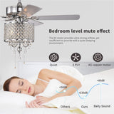 ZUN 52'' Classical Crystal Ceiling Fan Lamp 3 Speed Hand Pull Chain , 5 Reversible W1592P182008