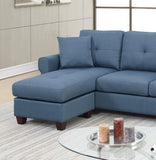 Blue Color Glossy Polyfiber Tufted Cushion Couch Sectional Sofa Chaise Living Room Furniture B01149070