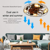 ZUN Caged Ceiling Fan With Light, 20'' farmhouse Low Profile Ceiling fan Lights With Remote Control, W1340103792