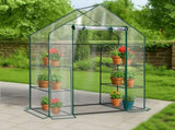 Mini Walk-in Greenhouse with PVC Cover, 4-Shelf Indoor Outdoor Planting Green House for 87986712