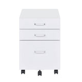 ZUN White and Chrome 3-Drawer Rectangular File Cabinet B062P184520