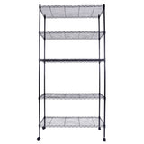 ZUN 5-Layer Plastic Coated Iron Shelf with 1.5" Nylon Wheels 165*90*35 Black 76488295