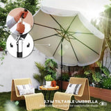8.8FT Elegance Patio Umbrella, UPF 30 Outdoor Market Umbrella with 8 Ribs, Push Button Tilt,Light 14934477