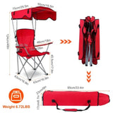 ZUN Foldable Beach Canopy Chair Sun Protection Camping Lawn Canopy Chair 330LBS Load Folding Seat,red 19710726