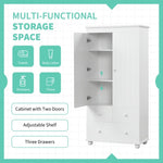 ZUN Tall Storage Cabinet with Three Drawers for Bathroom/Office, White N725P183256K