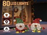 Set of 2 Lighted Gnome and Candy Cane Christmas Decorations, Pre-lit 2D Holiday Decor with 80 Warm 54892620