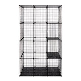 ZUN 3-Tier Wire Cat Cage, Large Kennels Playpen with 3 Platforms, 3 Ramp Ladders and 4 Doors, Black W2181P155328