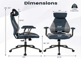 Gray Blue Color Blocking Office Chair with 2D Adjustable Headrest, Ergonomic High-Back Desk Chair 42636464