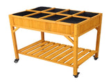 Elevated 8 Pocket Herb Garden Bed, Mobile Raised Customizable Wood Planter for Herbs, Vegetables, 69112544