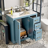 36'' Bathroom Vanity with Ceramic Sink Combo, Solid Wood Frame Bathroom Storage Cabinet, N710P243327M