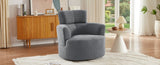 360&deg Swivel Chair Upholstered Accent Barrel Chair Swivel Round Sofa Chair with Adjustable Headrest N719P272676E