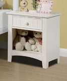 White Nightstand Shelf Storage Drawers Pine Veneer MDF Wooden 1pc Modern Nightstand HS00F4238-ID-AHD