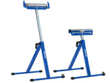 2-Pack Heavy Duty Metal Folding Roller Stand with Edge Guides Portable Woodworking Support - Blue 09128668
