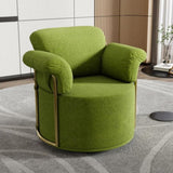 360 Degree Square Swivel Accent Sofa Chair,Fluffy Fabric Lounge Wide Upholstered Reading Chair with W2012P319054