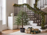 2 Pack 4FT Artificial Potted Trees, Dark Green PE Faux Plants with 342 Open Branch Tips, Black 17839116