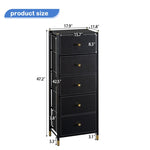 ZUN Drawer Dresser cabinet, Tall Dresser with 5 PU Leather Front Drawers, Storage Tower with Fabric W679123929