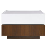 ZUN ON-TREND Square 360&deg;Rotating Coffee with 2 Drawers, High Gloss 2-Tier Center WF321197AAK