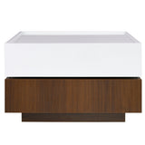ZUN ON-TREND Square 360&deg;Rotating Coffee with 2 Drawers, High Gloss 2-Tier Center WF321197AAK