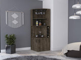 Dark Brown 8-Bottle 2-Shelf Bar Cabinet B062P202124