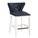 Macon Midnight Blue Faux Leather and White Wood Counter Stool B050P364431