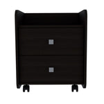 ZUN Aura Nightstand , End Table, Side Table Metal Handle, Two Drawers, Superior Top -Black B20091894