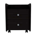 Aura Nightstand , End Table, Side Table Metal Handle, Two Drawers, Superior Top -Black B20091894