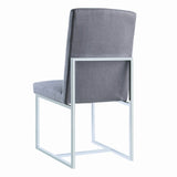 Set of 2 Upholstered Dining Chairs with Chrome Metal Frame, Grey B016P223116